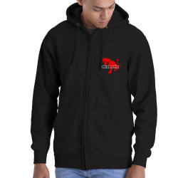 Sweat homme à capuche zippé noir Diabolik - Diabolo Dog (Diabolik,Animaux)