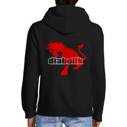 Sweat homme à capuche zippé noir Diabolik - Diabolo Dog (Diabolik,Animaux)