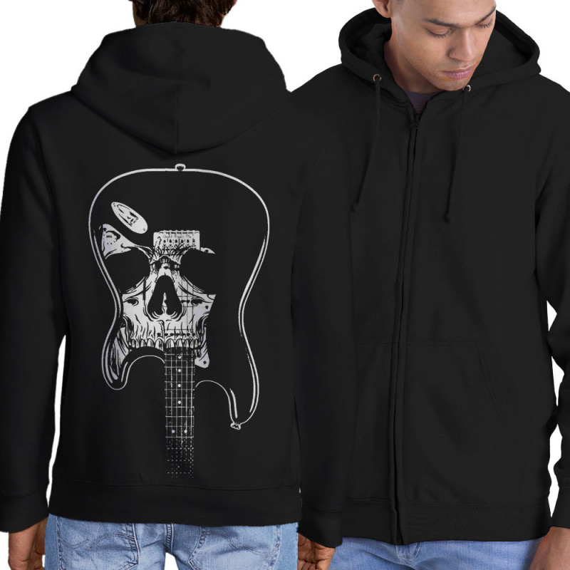 Sweat homme à capuche zippé noir Dead Guitar (Rock & Punk,Têtes de morts)