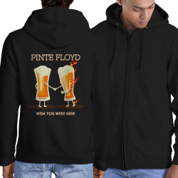 Sweat homme à capuche zippé noir Pinte Floyd (Gondrax,Alcool,Humour)