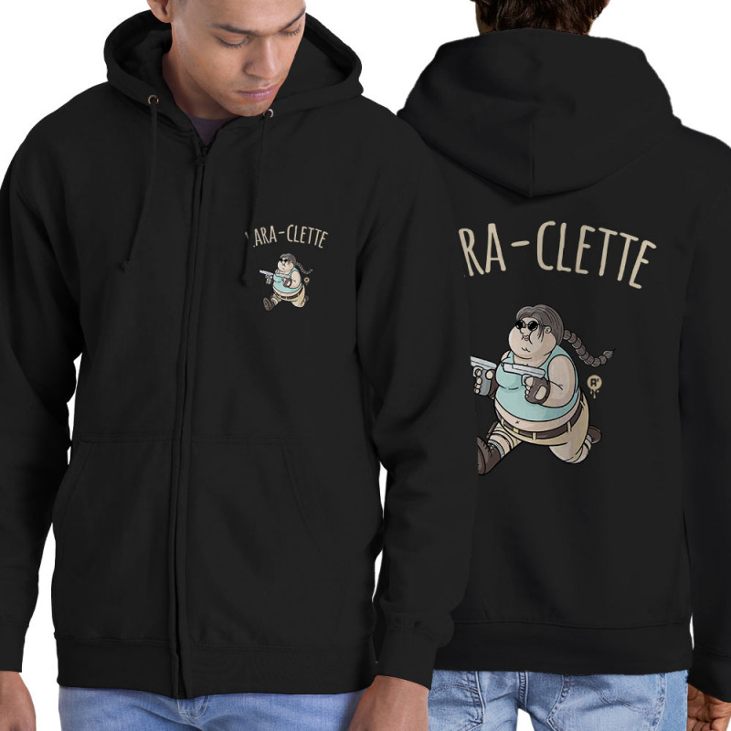 Sweat homme à capuche zippé noir Lara-Clette (A²,Films/Séries,Humour)