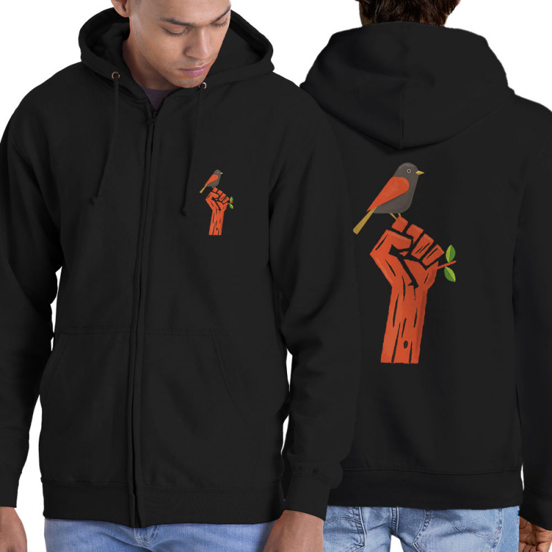 Sweat homme à capuche zippé noir Résiste (Alex Kidd,Ecologie)