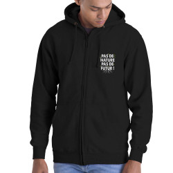 Sweat homme à capuche zippé noir Pas de nature pas de futur (Gondrax,Slogans engagés,Ecologie)