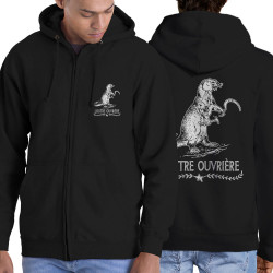 Sweat homme à capuche zippé noir Loutre Ouvrière (Gondrax,Les Bébêtes,Animaux,Humour)