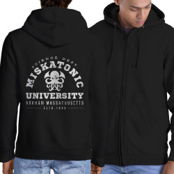 Sweat homme à capuche zippé noir Miskatonic University (Alex Kidd,Films/Séries)