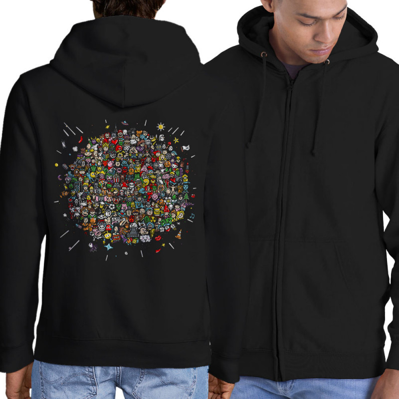 Sweat homme à capuche zippé noir Planet Pop Culture (Zewa,Jeux Vidéo / Geek)