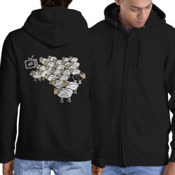 Sweat homme à capuche zippé noir Moutons (Gondrax,Humour,Slogans engagés,Animaux)