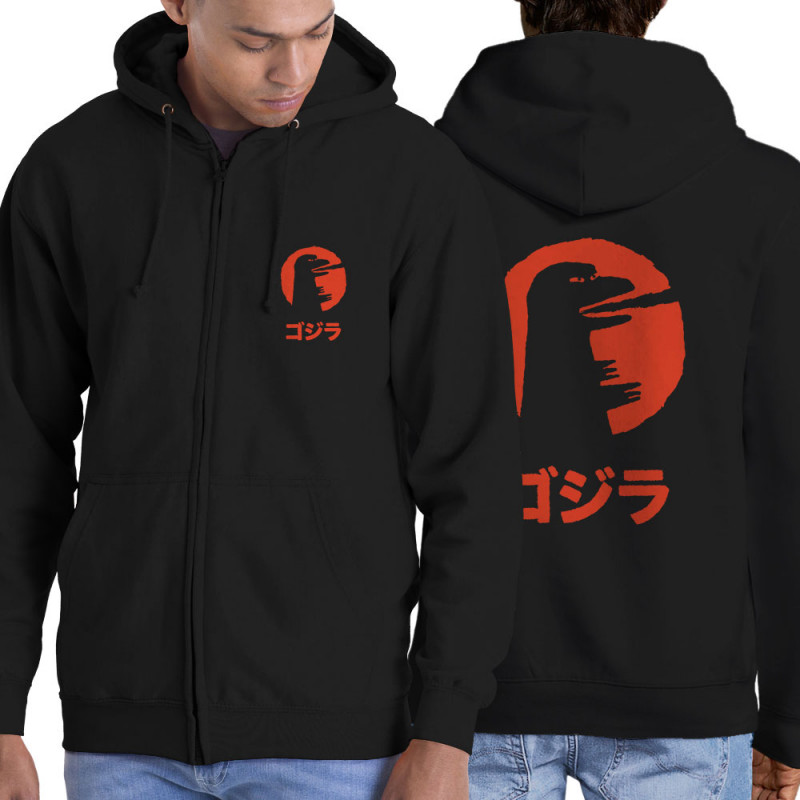 Sweat homme à capuche zippé noir Vintage Godzilla (Alex Kidd,Films/Séries,Manga Kawaï japan)