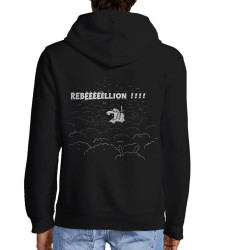 Sweat homme à capuche zippé noir Rebêêêêêllion (Mr Mouton,Animaux,Humour)