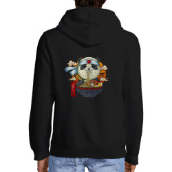 Sweat homme à capuche zippé noir Asian Food Panda (Animaux,Manga Kawaï japan)