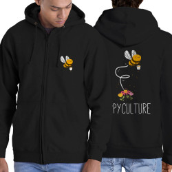 Sweat homme à capuche zippé noir Happyculture (Andy,Animaux)