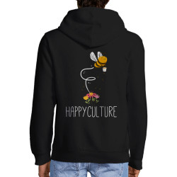 Sweat homme à capuche zippé noir Happyculture (Andy,Animaux)