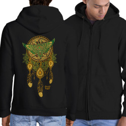 Sweat homme à capuche zippé noir Weird Dreams (Bad River,Animaux,Ethnique)