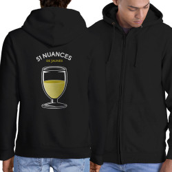 Sweat homme à capuche zippé noir 51 nuances de jaunes (Le Duc,Alcool)