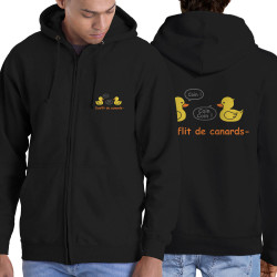 Sweat homme à capuche zippé noir Conflit de canards (Animaux,Humour,El Zorro)