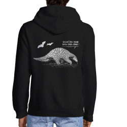 Sweat homme à capuche zippé noir Pangolin Fallait pas nous faire chier (Gondrax,Les Bébêtes,Animaux,Humour)