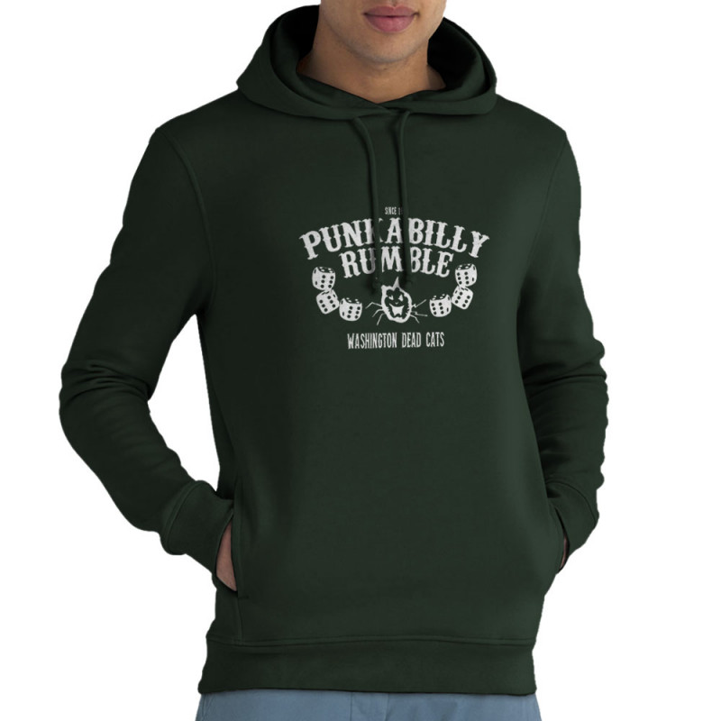 Sweat homme à capuche coton bio vert foncé Washington Dead Cats - Punkabilly Rumble (Washington Dead Cats)