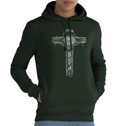 Sweat homme à capuche coton bio vert foncé Black Bomb A - Addict (Black Bomb A)