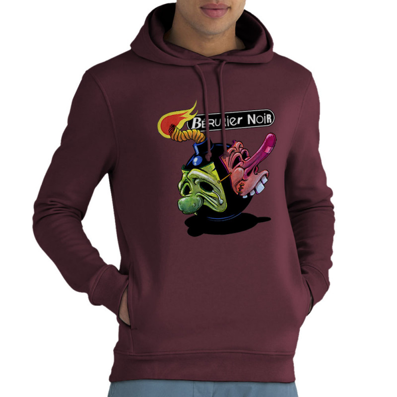 Sweat homme à capuche coton bio bordeaux Bérurier Noir - Bombe (Bérurier Noir,Laul)