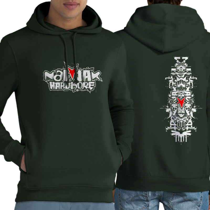 Sweat homme à capuche coton bio vert foncé Nawak - Totem (Nawak)