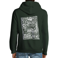 Sweat homme à capuche coton bio vert foncé Nawak - Patchwork (Nawak)