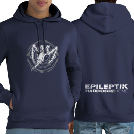 Sweat homme à capuche coton bio bleu marine Epileptik - Circle Hardcore (Epileptik)