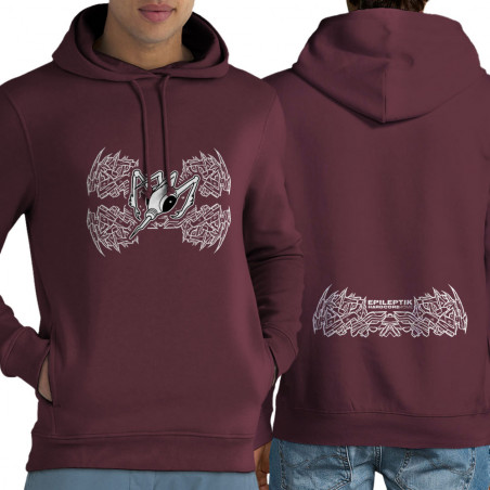 Sweat homme à capuche coton bio bordeaux Epileptik - Spikes (Epileptik)