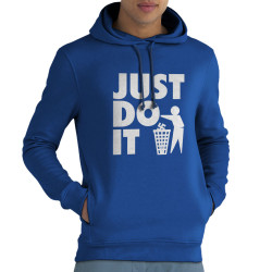Sweat homme à capuche coton bio bleu royal Just Do It Antifasciste (Slogans engagés)