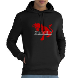 Sweat homme à capuche coton bio noir Diabolik - Diabolo Dog (Diabolik,Animaux)