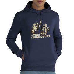 Sweat homme à capuche coton bio bleu marine Les Tontons Trinqueurs (Trabe,Humour,Alcool,Les Tontons Flingueurs,Détournements)