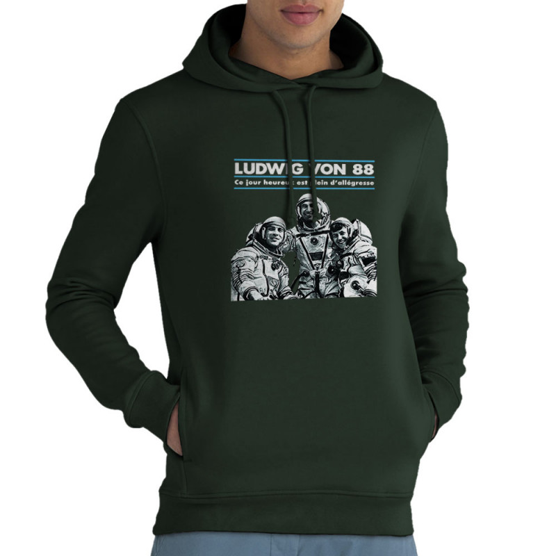 Sweat homme à capuche coton bio vert foncé Ludwig Von 88 - Ce jour heureux (Ludwig Von 88)