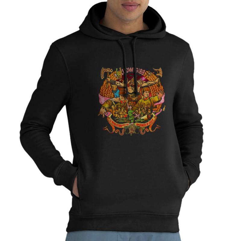 Sweat homme à capuche coton bio noir Ludwig Von 88 - Diner de gala (Ludwig Von 88)