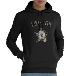 Sweat homme à capuche coton bio noir Lara-Clette (A²,Films/Séries,Humour)