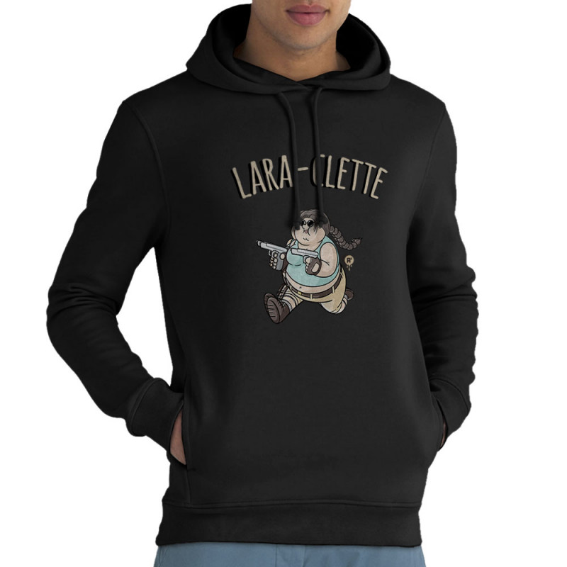 Sweat homme à capuche coton bio noir Lara-Clette (A²,Films/Séries,Humour)