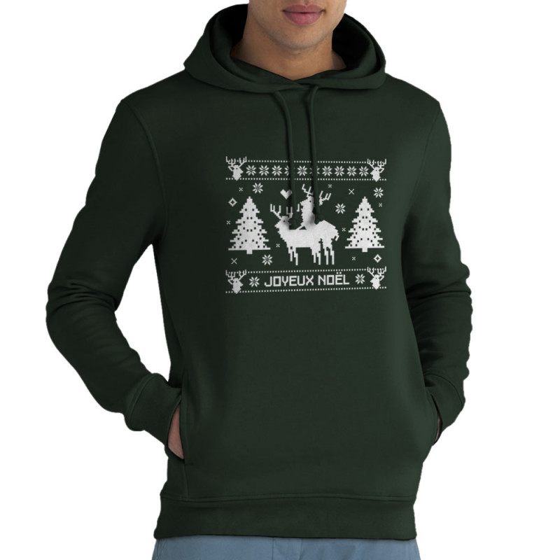 Sweat homme à capuche coton bio Joyeux Noël