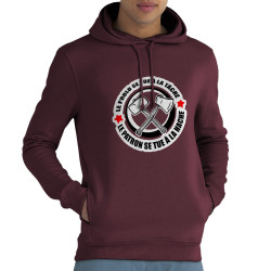 Sweat homme à capuche coton bio bordeaux Le prolo se tue à la tâche (Slogans engagés)