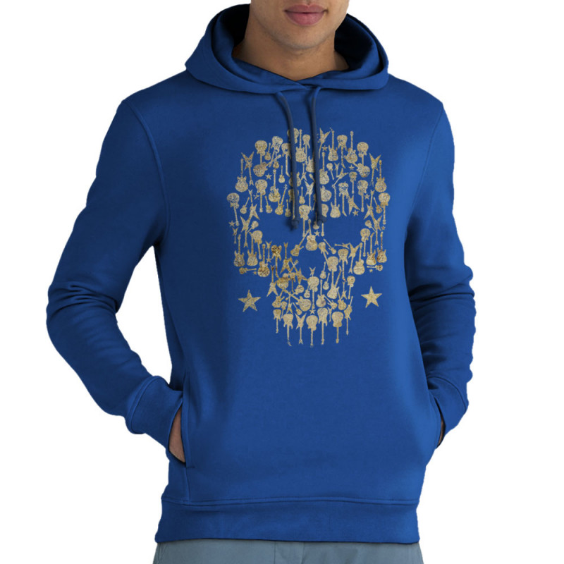 Sweat homme à capuche coton bio bleu royal Skull Guitar (Gondrax,Têtes de morts,Rock & Punk)