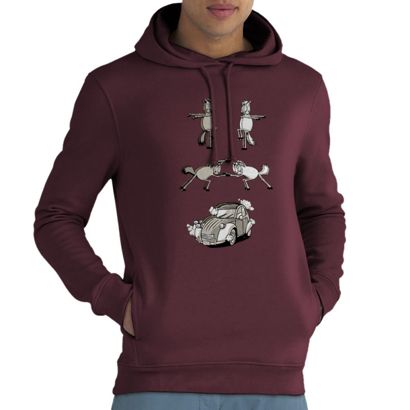 Sweat homme à capuche coton bio bordeaux 2cv Fusion (Mr Mouton,Animaux,Humour)