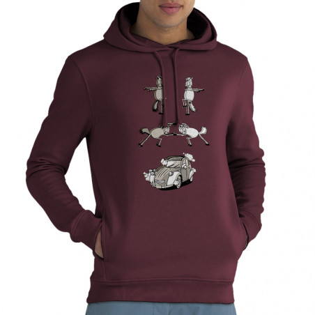 Sweat homme à capuche coton bio bordeaux 2cv Fusion (Mr Mouton,Animaux,Humour)