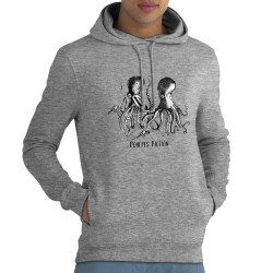 Sweat homme à capuche coton bio gris chiné Poulpes Fiction (Gondrax,Les Bébêtes,Animaux,Films/Séries)