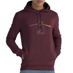 Sweat homme à capuche coton bio bordeaux Cat Side of the Moon (Gondrax,Animaux,Humour,Chats)