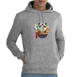 Sweat homme à capuche coton bio gris chiné Asian Food Panda (Animaux,Manga Kawaï japan)