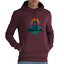 Sweat homme à capuche coton bio bordeaux Kiking Kong (Ptit Mytho,Animaux,Films/Séries)