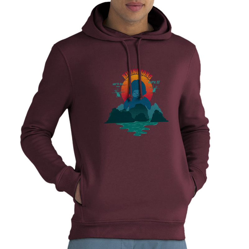 Sweat homme à capuche coton bio bordeaux Kiking Kong (Ptit Mytho,Animaux,Films/Séries)
