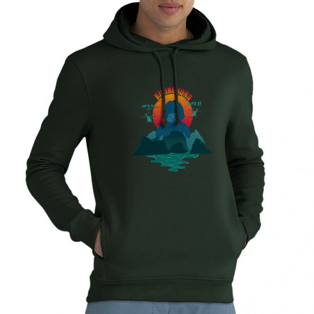 Sweat homme à capuche coton bio vert foncé Kiking Kong (Ptit Mytho,Animaux,Films/Séries)