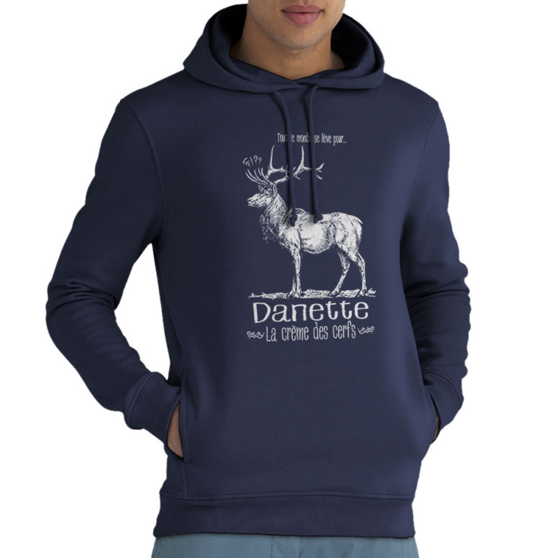 Sweat homme à capuche coton bio bleu marine La crème des cerfs (Gondrax,Les Bébêtes,Animaux)