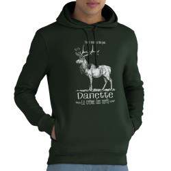 Sweat homme à capuche coton bio vert foncé La crème des cerfs (Gondrax,Les Bébêtes,Animaux)