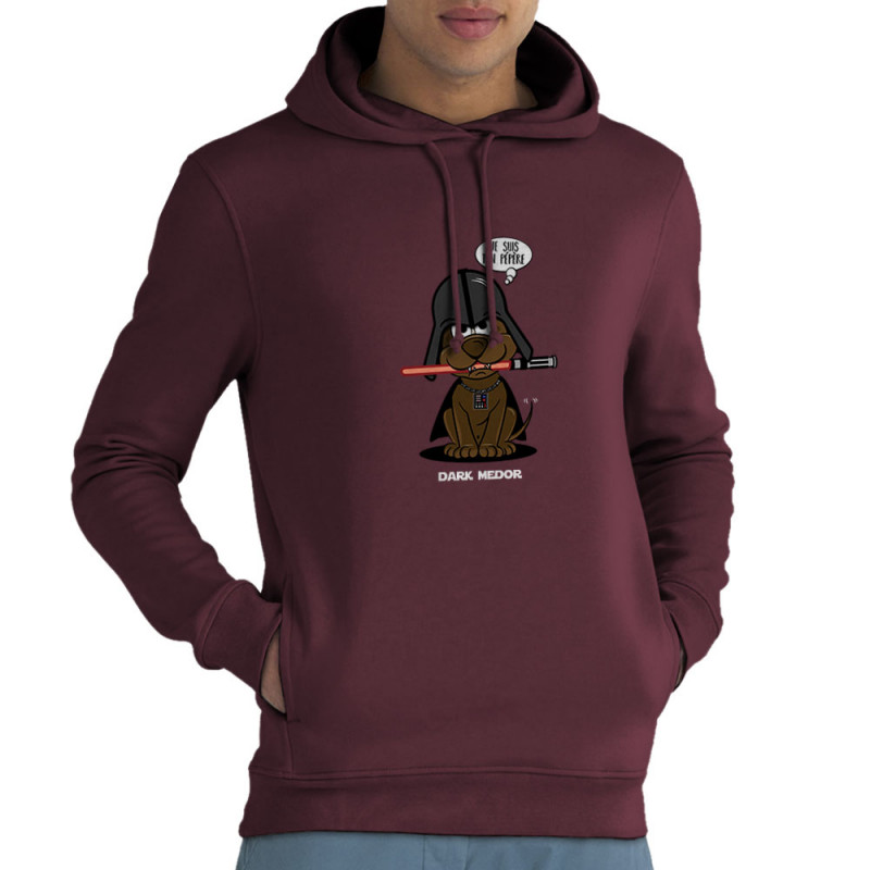 Sweat homme à capuche coton bio bordeaux Dark Medor (Gondrax,Animaux,Humour,Films/Séries,Star Wars)