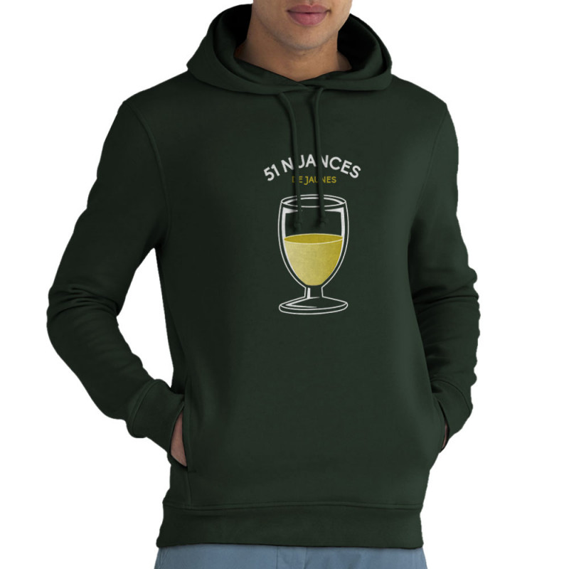 Sweat homme à capuche coton bio vert foncé 51 nuances de jaunes (Le Duc,Alcool)