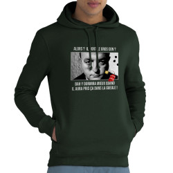 Sweat homme à capuche coton bio vert foncé Il dort le gros con (Films/Séries,Les Tontons Flingueurs)